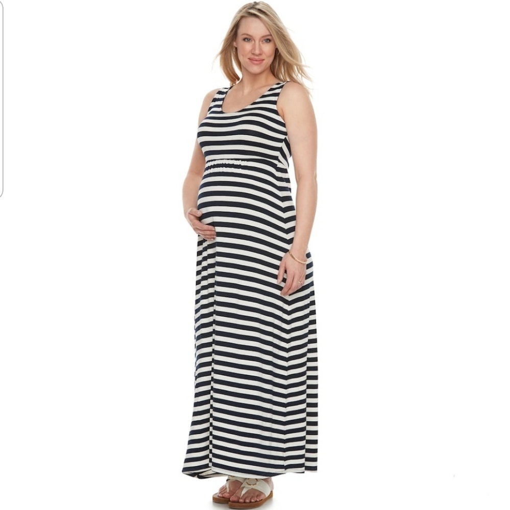 Maternity a:glow Essential Striped Maxi Dress NWT